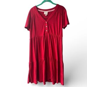 Knox Rose Red Boho Tiered Dress